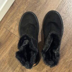 Black Faux Fur Ankle Boots
